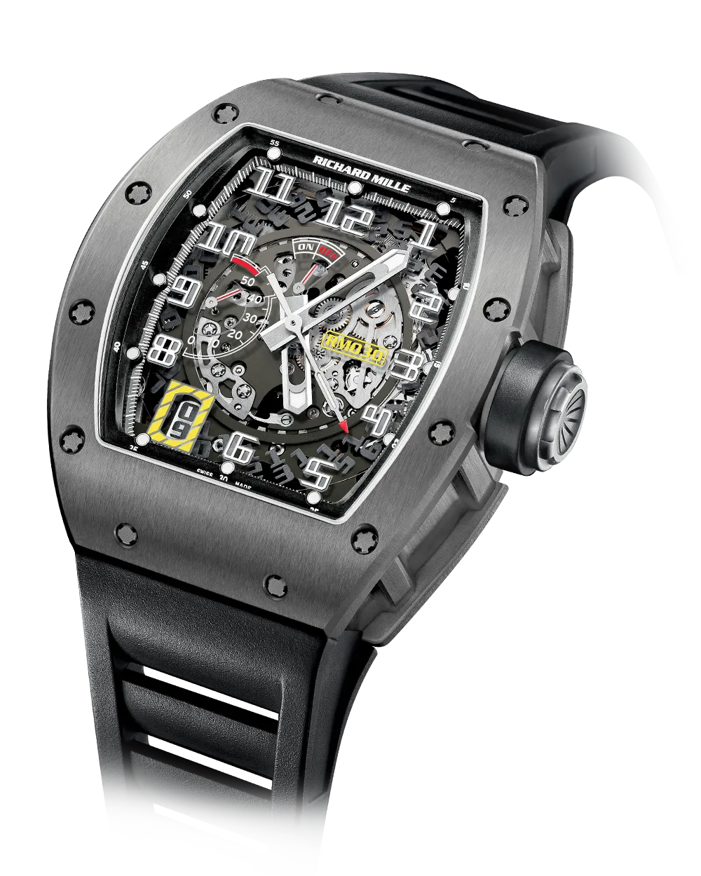 A black watch with a transparent face