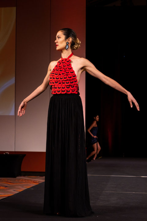 Orange dress Yolonda Skelton