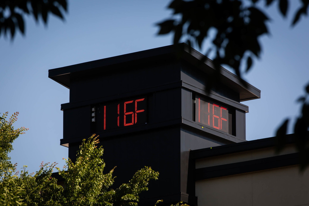 A thermometer in Portland reading 116 degrees Fahrenheit during the Pacific Northwestern heat wave in June. 