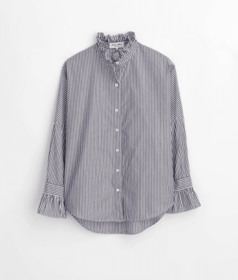 Alex Mill Easy Ruffle Shirt in Stripe