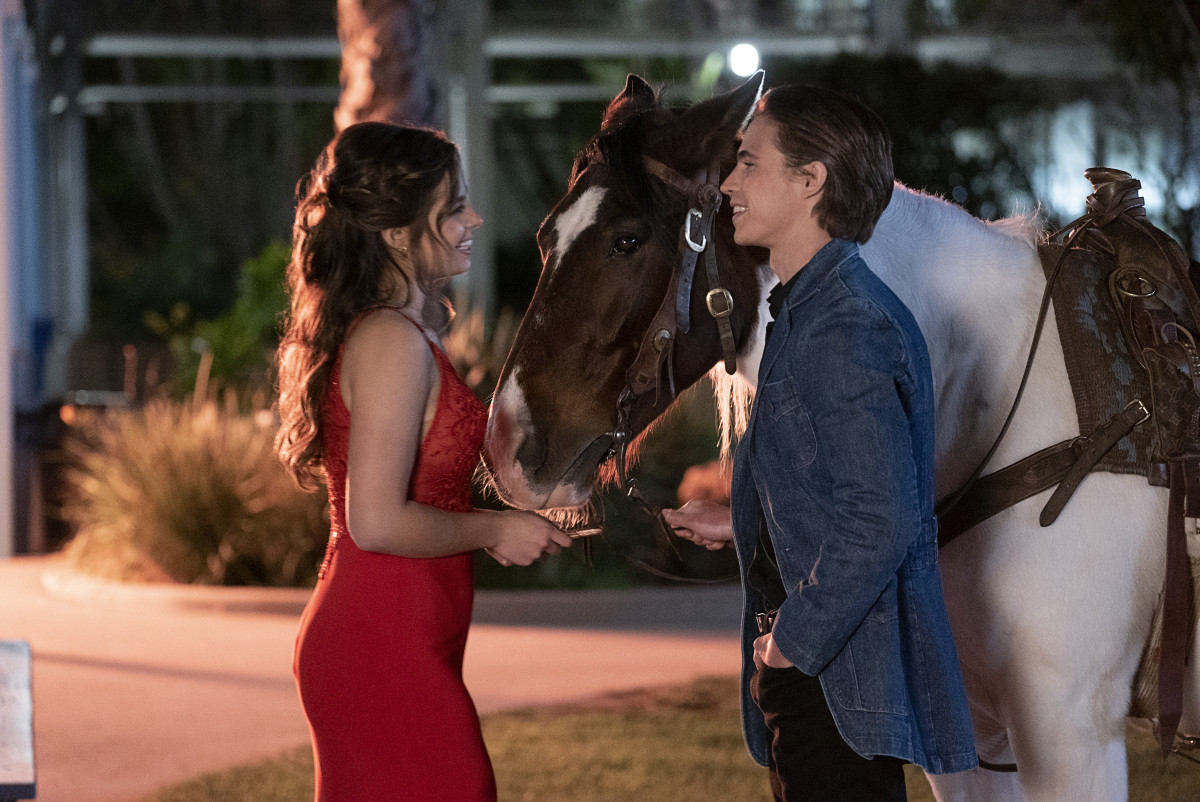 Padgett in her Faviana prom dress and Cameron in his cowboy suit.