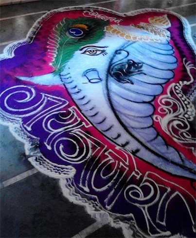 Ganesh rangoli designs for diwali
