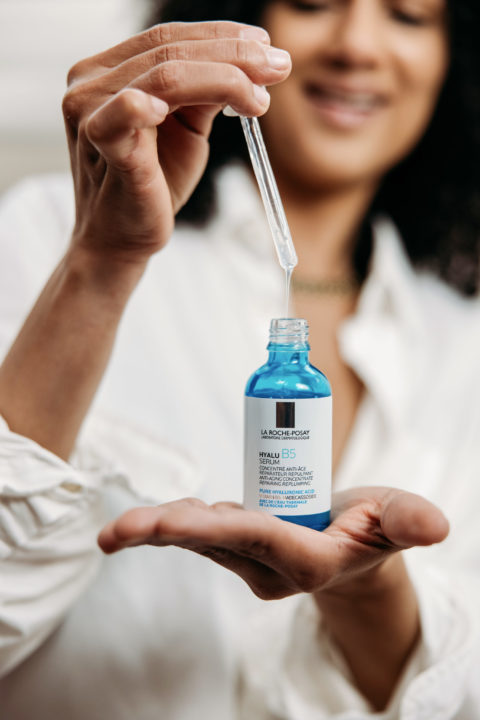 Antonia applying the serum