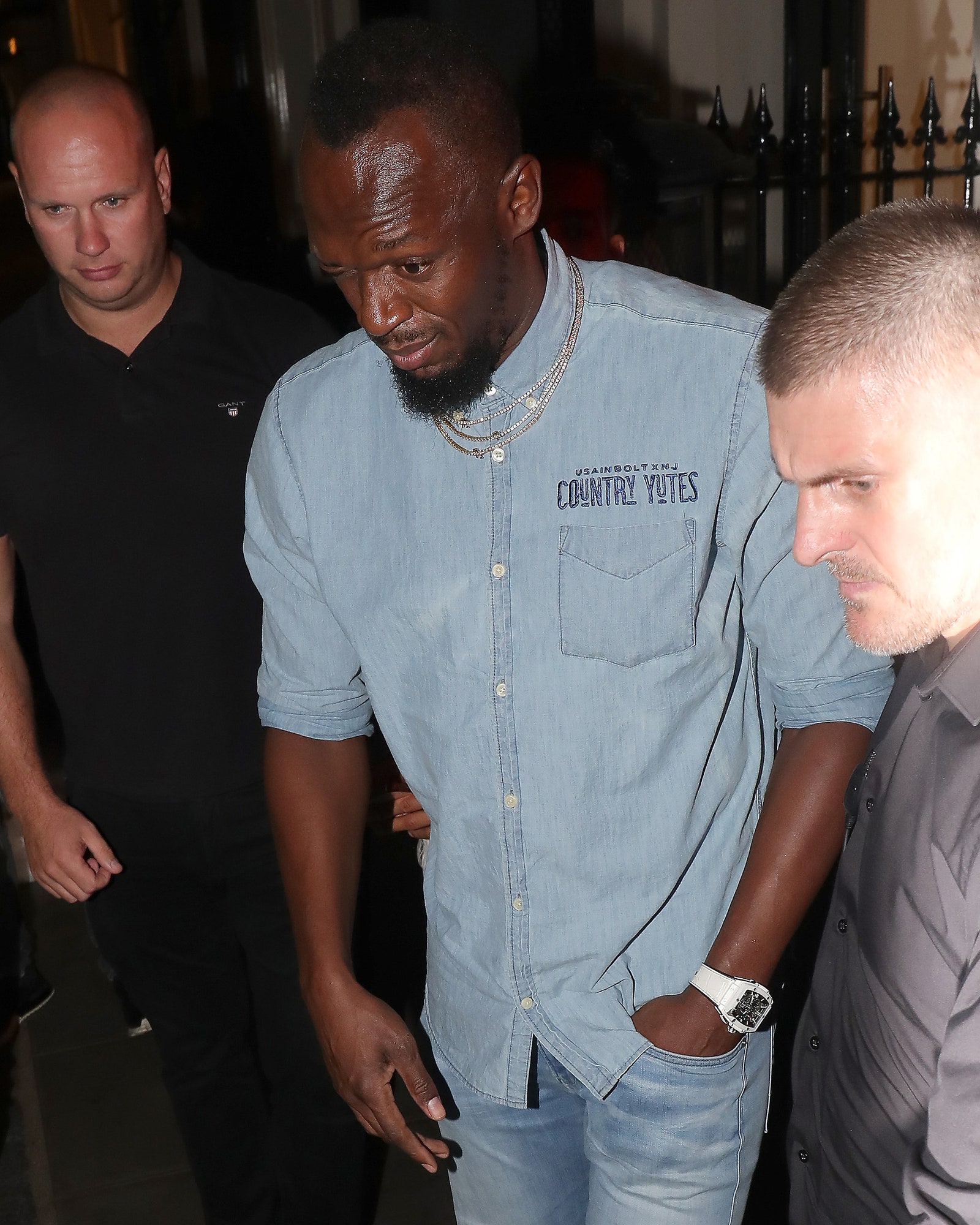 Usain Bolt is seen leaving MNKY HSE