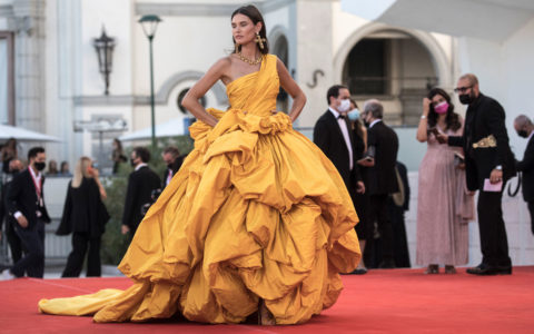 Bianca Balti in yellow on the Venice Film Festival Red Carpet