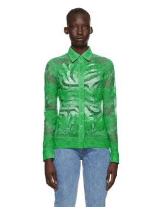 Ganni Green Lace Shirt Ssense