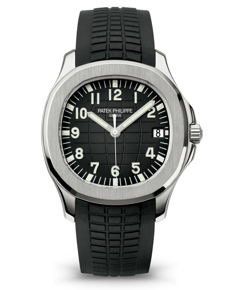 A steel watch with a black face