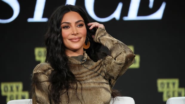 Kim Kardashian West of 'The Justice Project' speaks onstage during the 2020 Winter TCA T