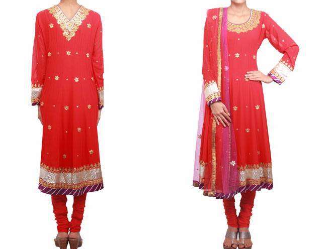 Red anarkali suit