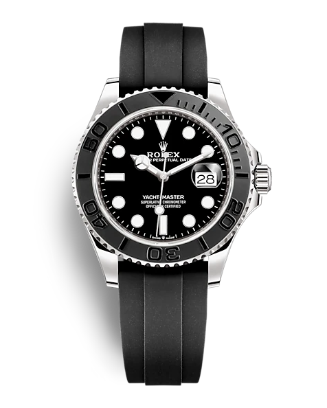 A steel watch with a black bezel and face