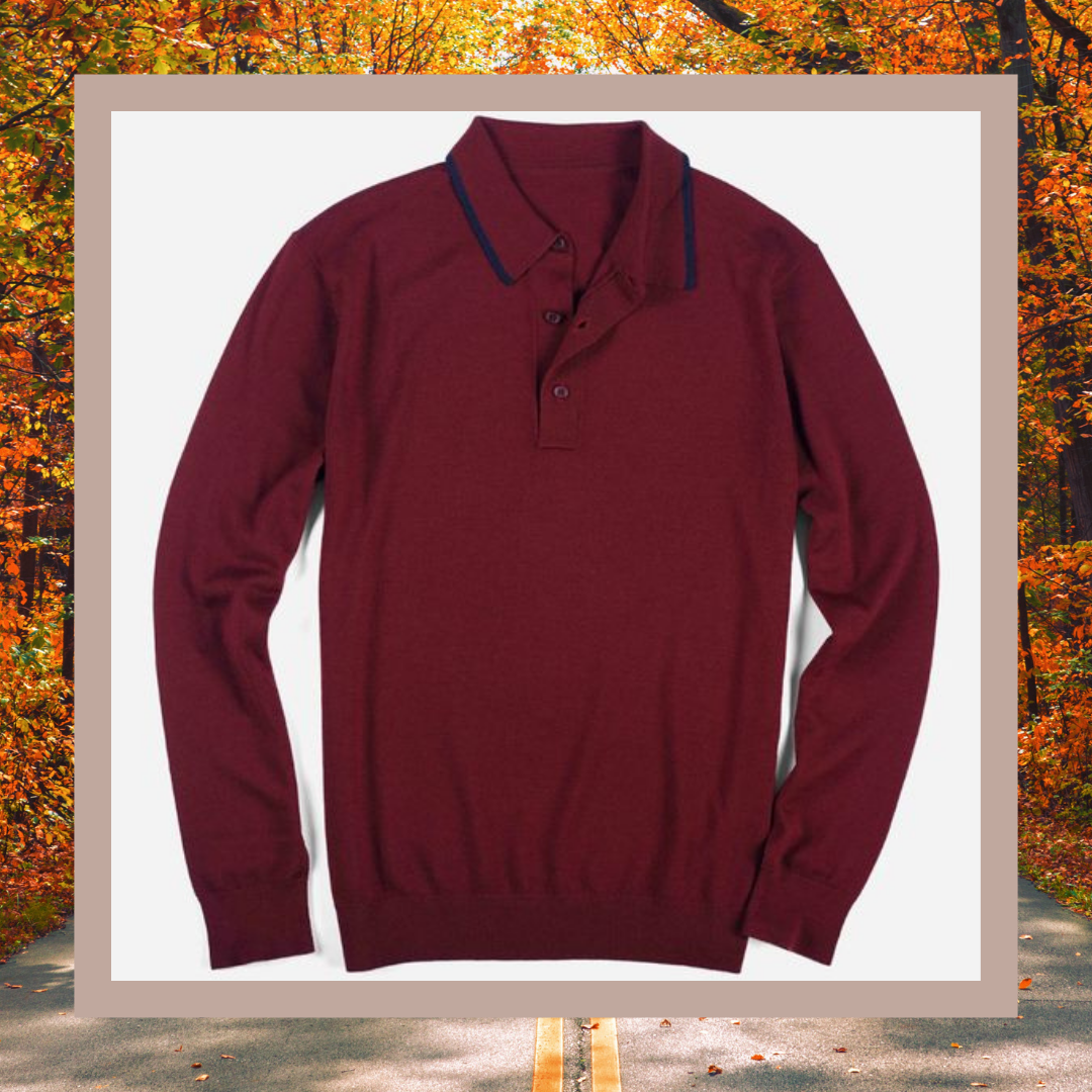 the tie bar burgundy knit polo