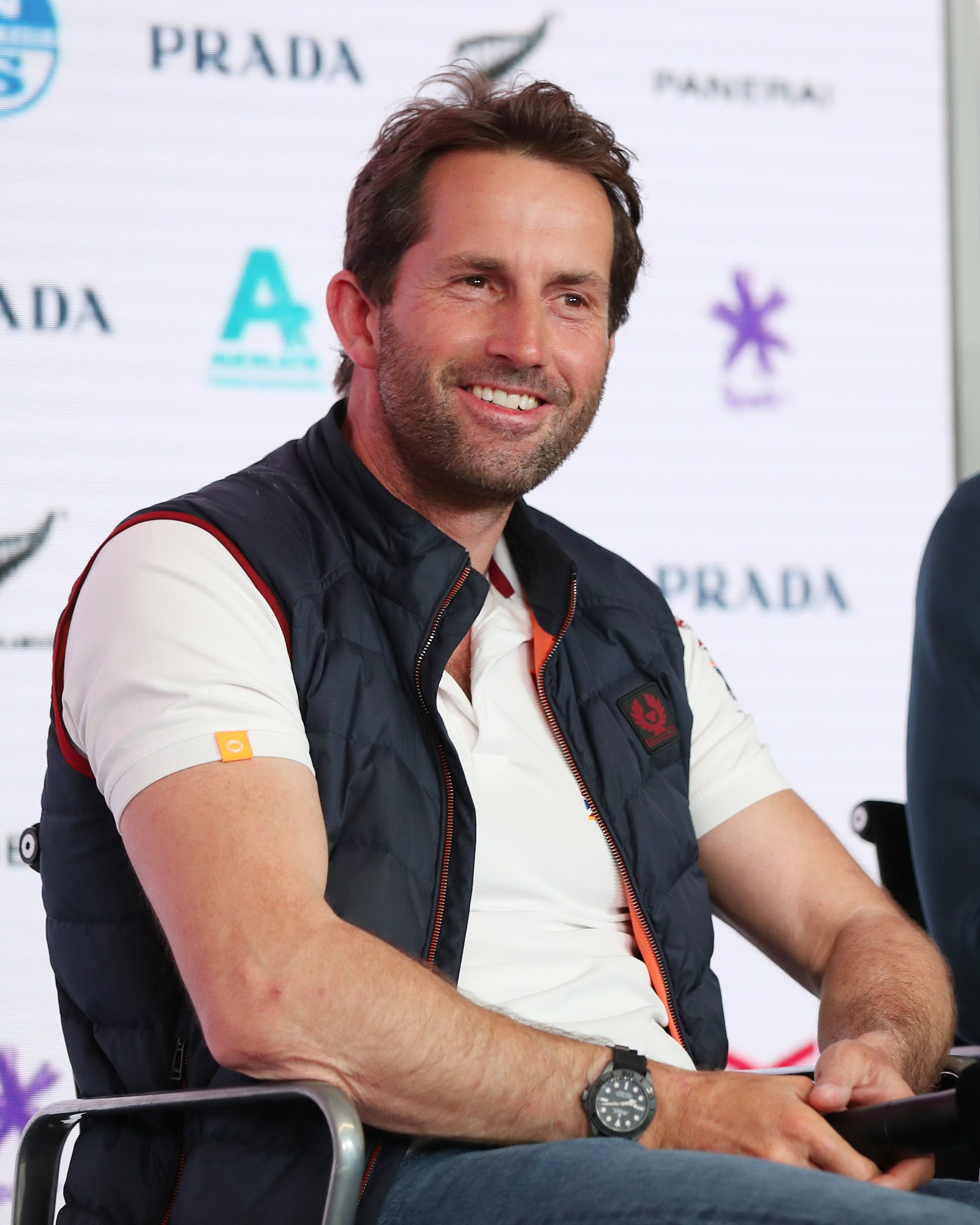 Ineos Team UK skipper Ben Ainslie and tactician Giles Scott attend a press conference after their defeat against Luna...