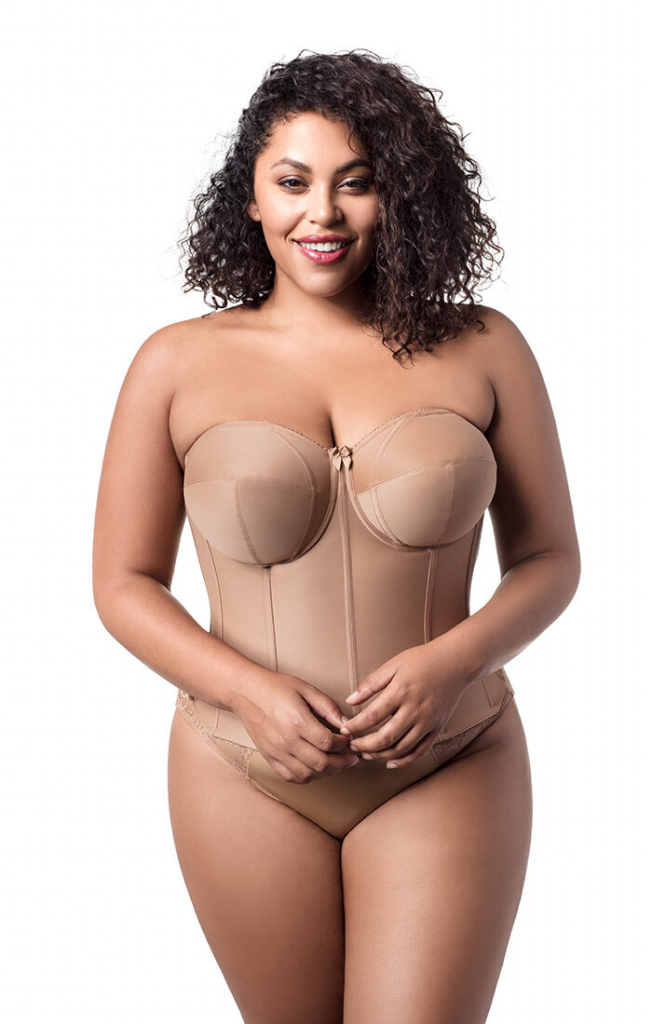 Image of a woman wearing the Elila longline strapless
