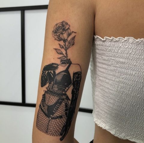 tattoo body rose head