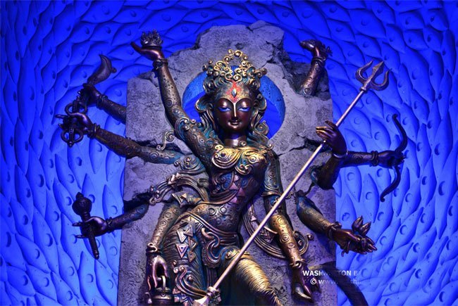 Durga Puja in blue color