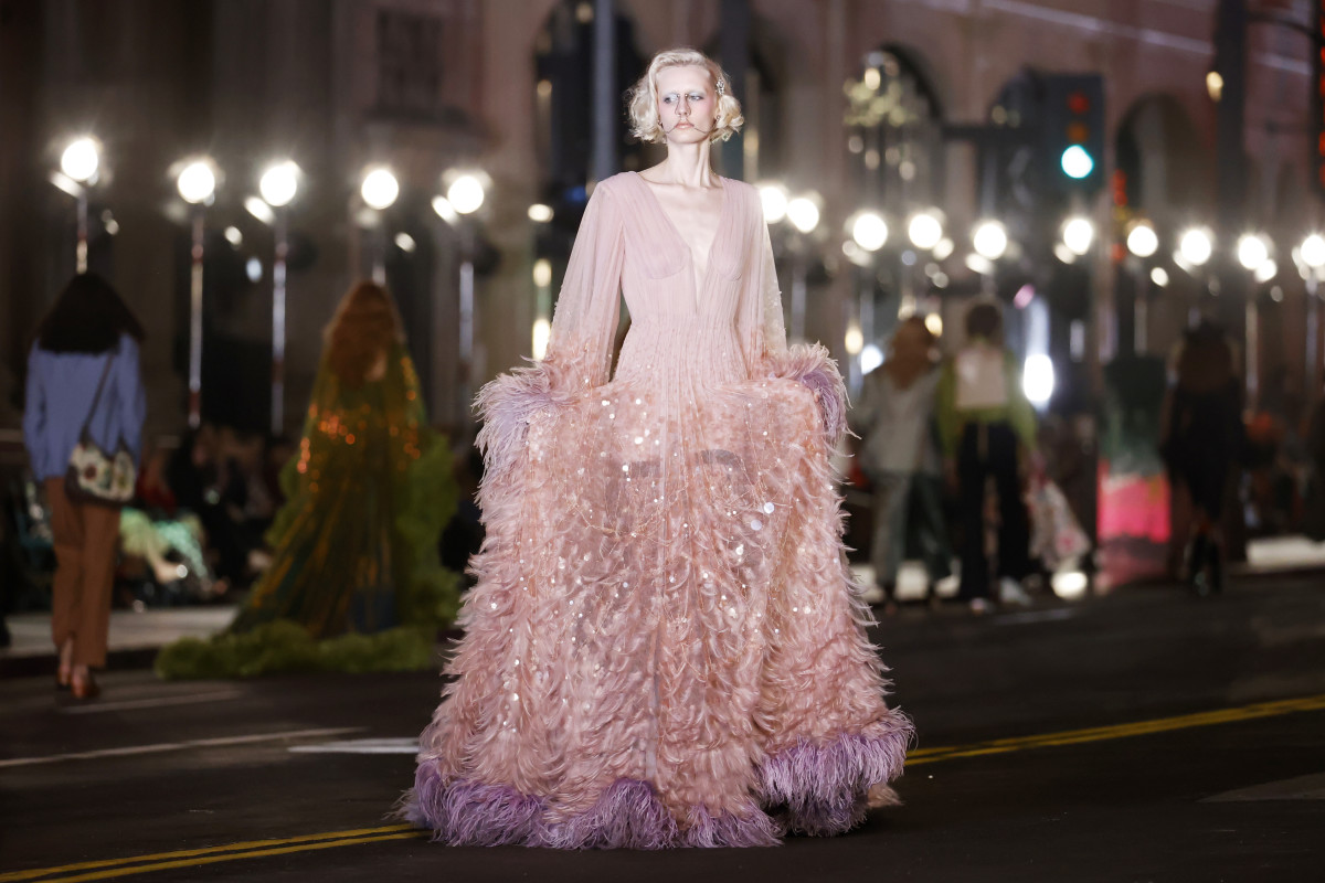  A model walks the runway during Gucci Love Parade