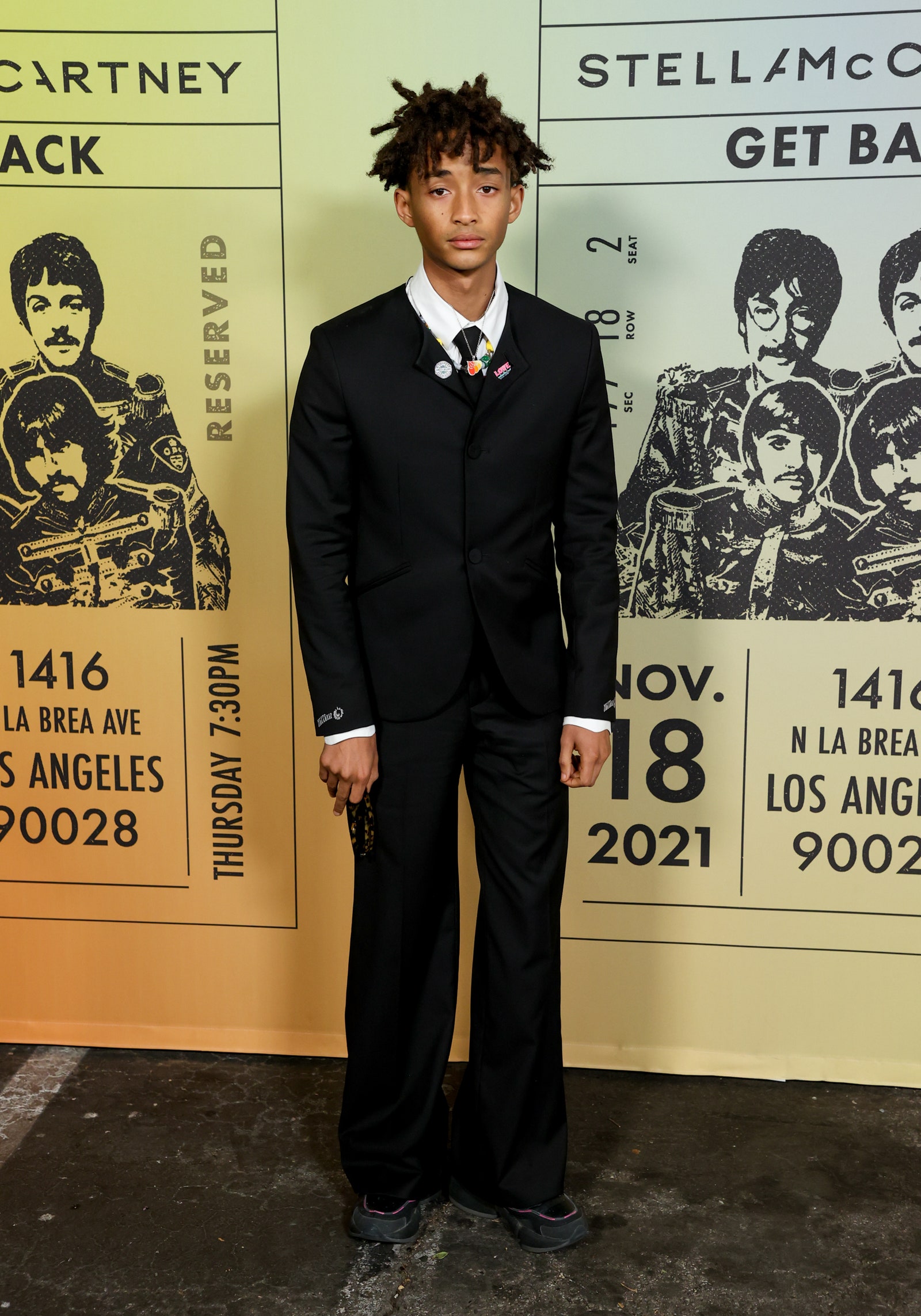 Image may contain Jaden Smith Fashion Human Person Premiere Footwear Clothing Shoe Apparel Tie and Accessories