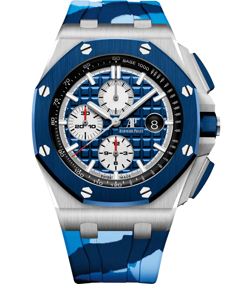 A blue and steel watch