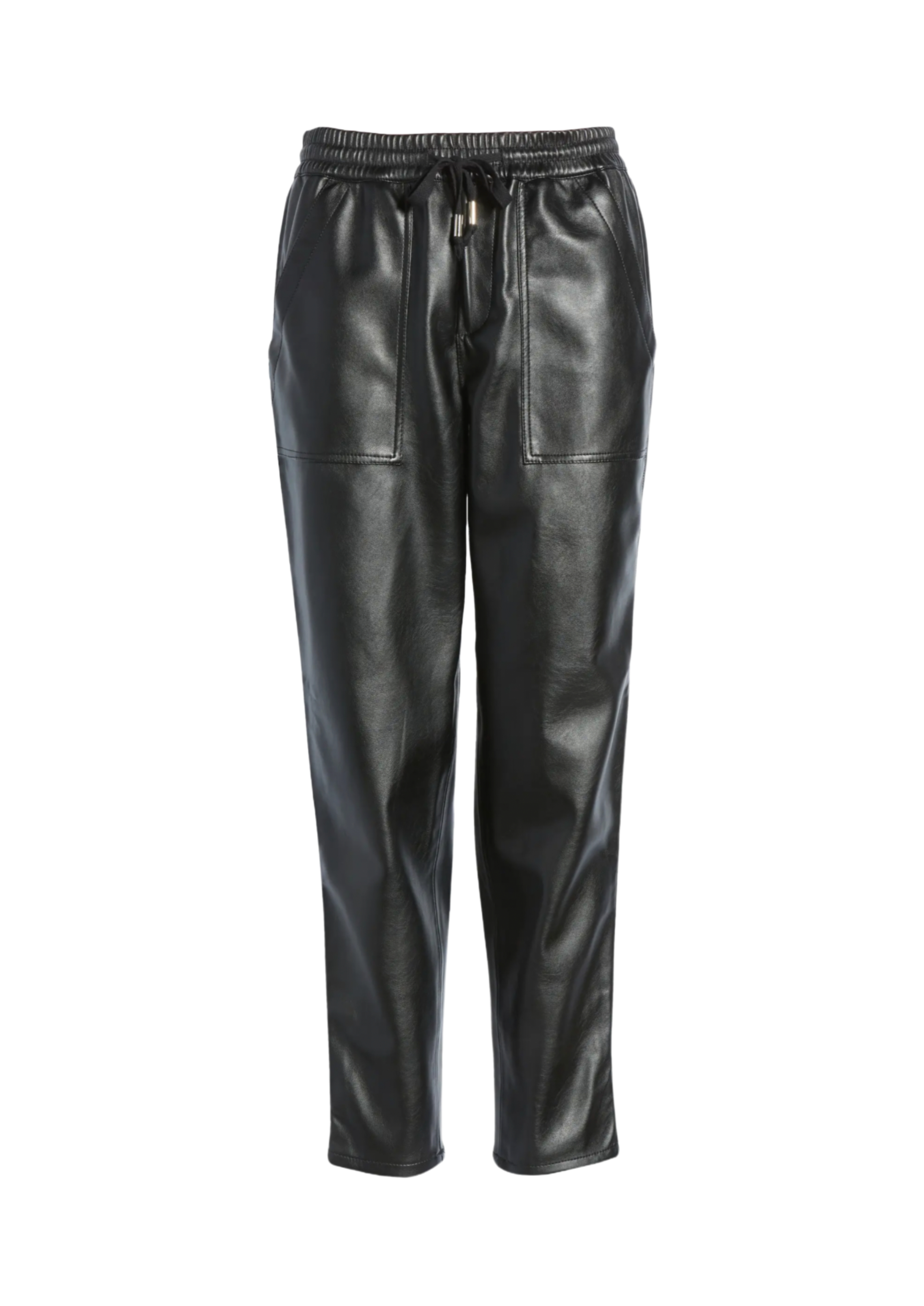 black faux leather joggers sale