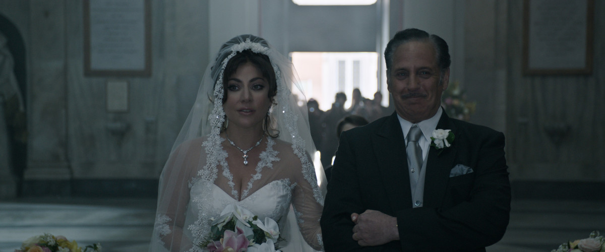 Yates and costume cutter Dominic Young took 'creative leeway' on Patrizia's wedding look.