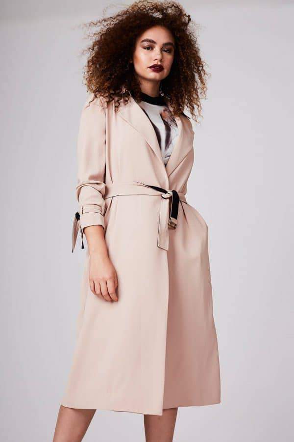 Elvi Belted Long Plus Size Trench Coat