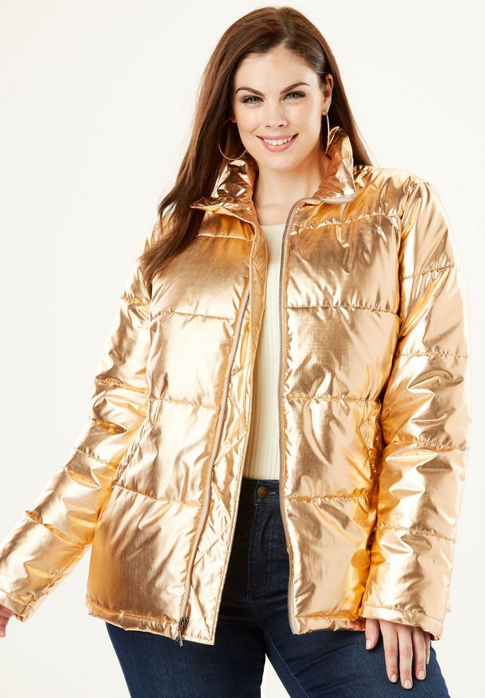 25 Must Rock Plus Size Puffer Coats- Metallic Ultimate Puffer Jacket