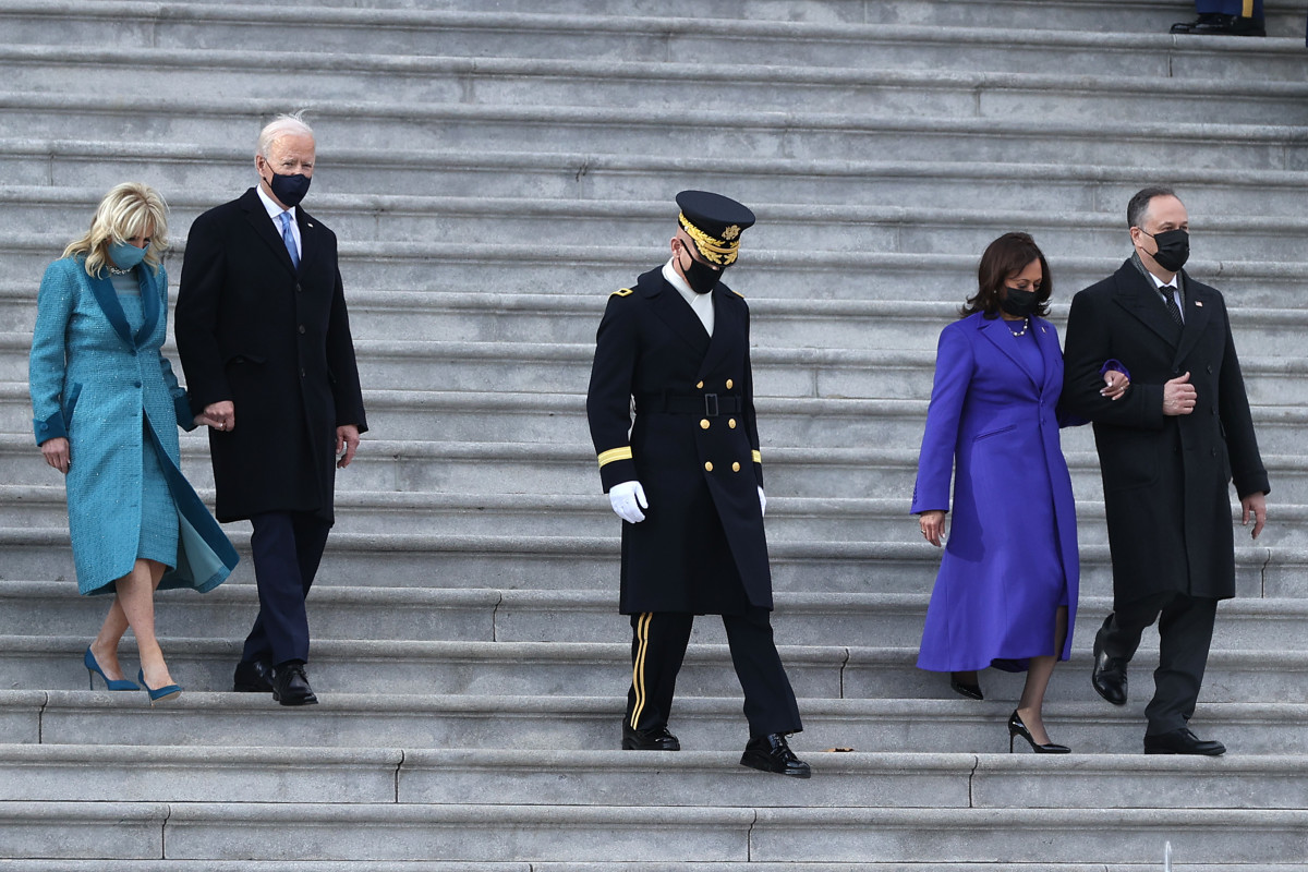 First Lady Dr. Jill Biden, U.S. President Joe Biden, U.S. Vice President Kamala Harris and Douglas Emhoff, husband of U.S. Vice President Harris