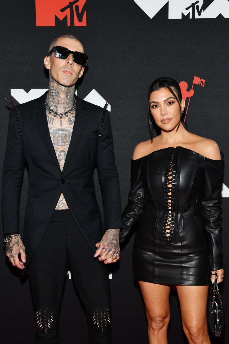 Travis Barker and Kourtney Kardashian attend the 2021 MTV Video Music Awards