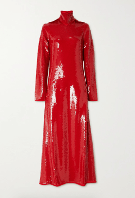 Bottega Veneta Cutout sequined jersey turtleneck gown