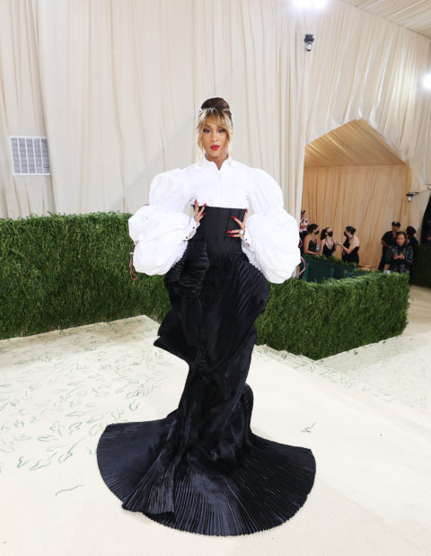 mj rodriguez met gala black and white dress