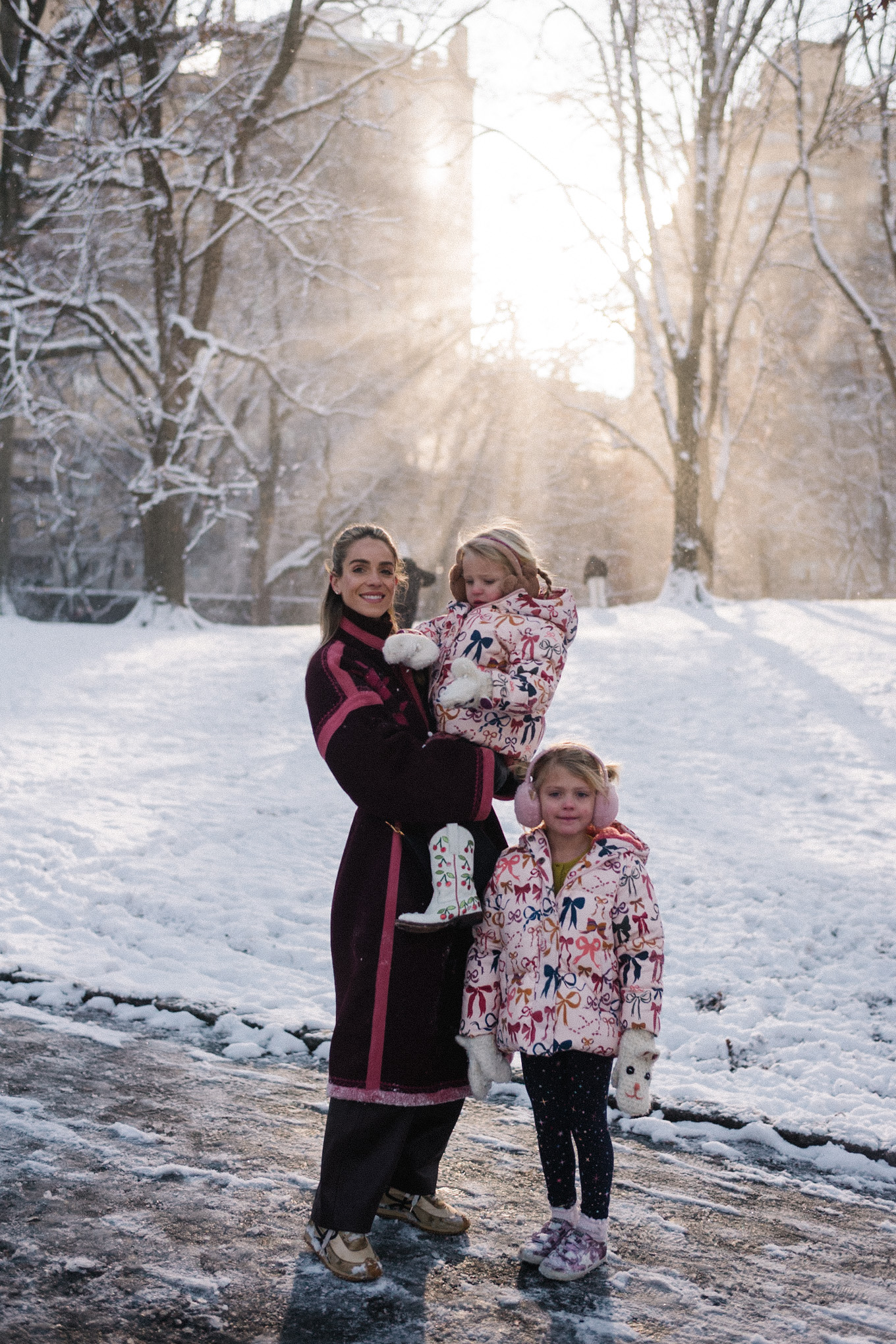 pink embroidered winter coat